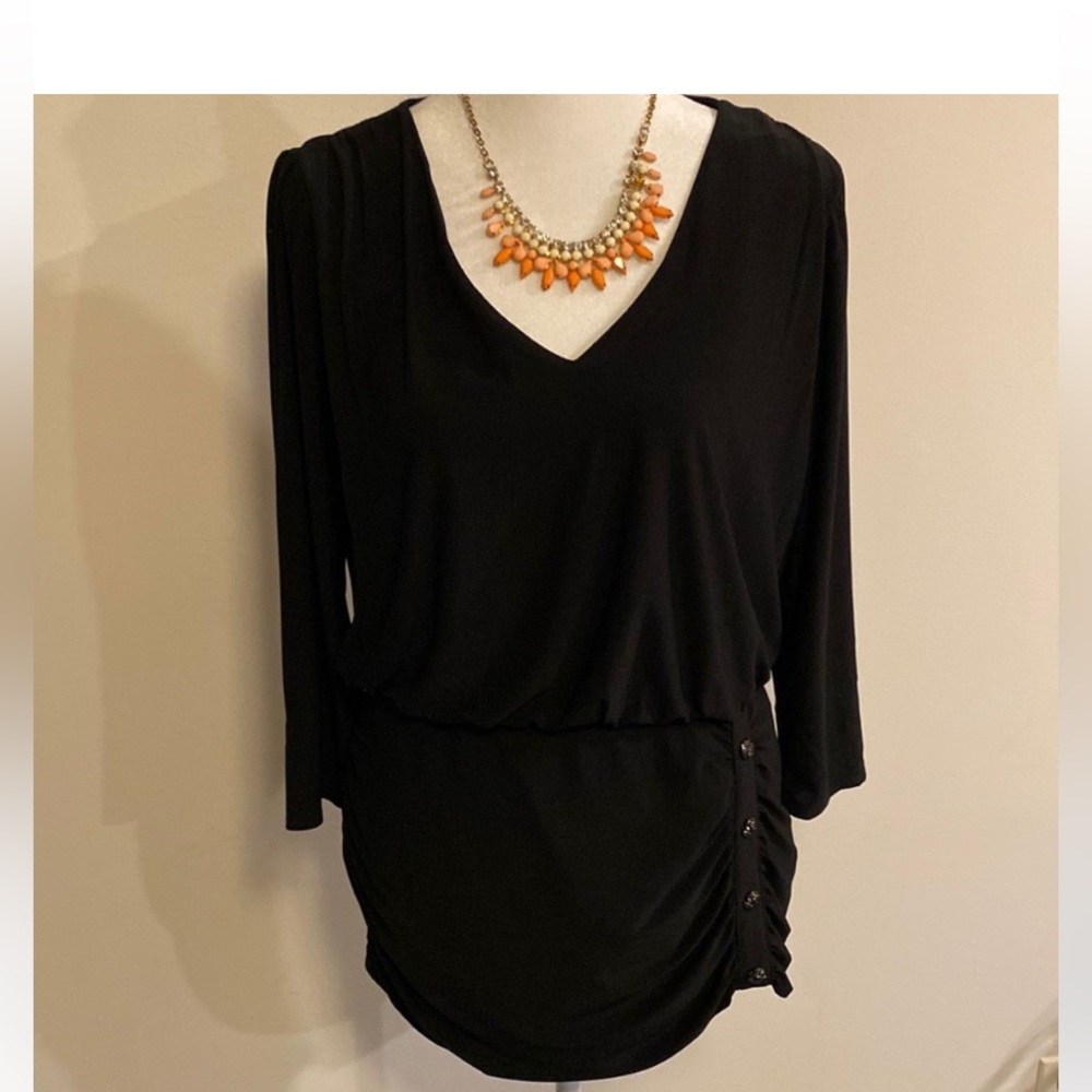 WHBM Elegant Black Women's V-neck Tunic size Medium